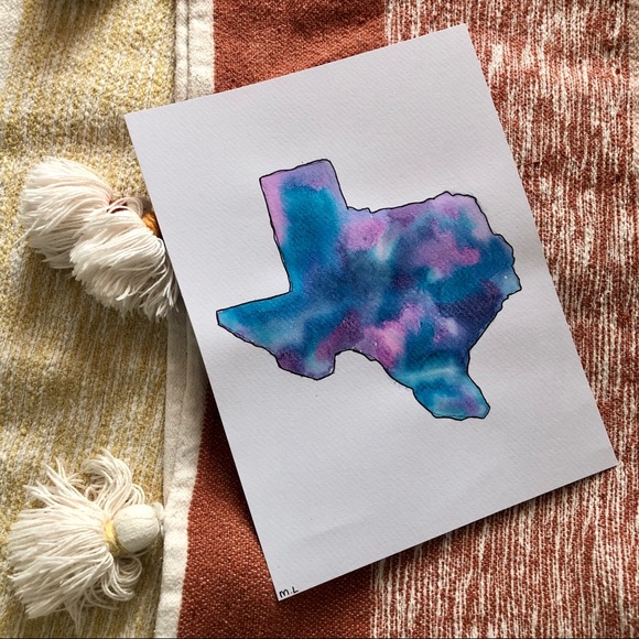 Hand Crafted Other - Texas watercolor print